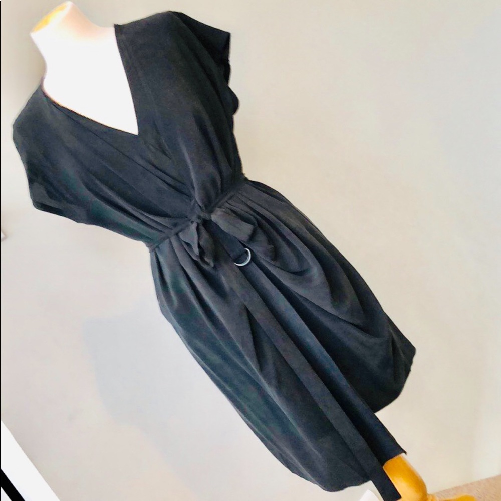 All Saints 100% Silk Black Dress